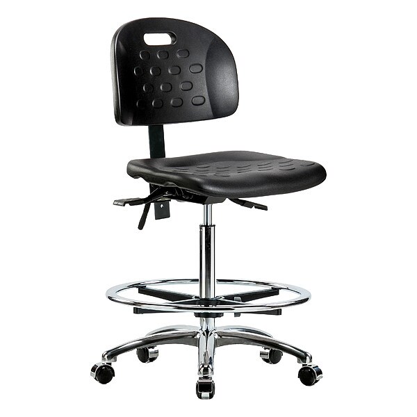 Zoro Select High Bench Chair Ergonomic Chair, No Arms, 24-3/4" to 35" Height, Polyurethane, Black - BR-HPHBCH-CR-T0-A0-CF-CC-BLK