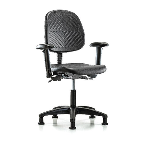 Blue Ridge Ergonomics Desk Chair Desk Chair, Med, Poly, Bk, AA, Glides, Adjustable Arms, 17" to 22" Height, Black; Blue - BR-PDHCH-MB-RG-T0-A1-RG