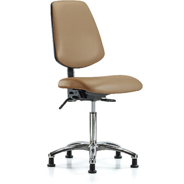 Blue Ridge Ergonomics Medium Bench Chair No Arms, 22" to 29" Height, Vinyl, Taupe - BR-VMBCH-MB-CR-T0-A0-NF-RG-8584