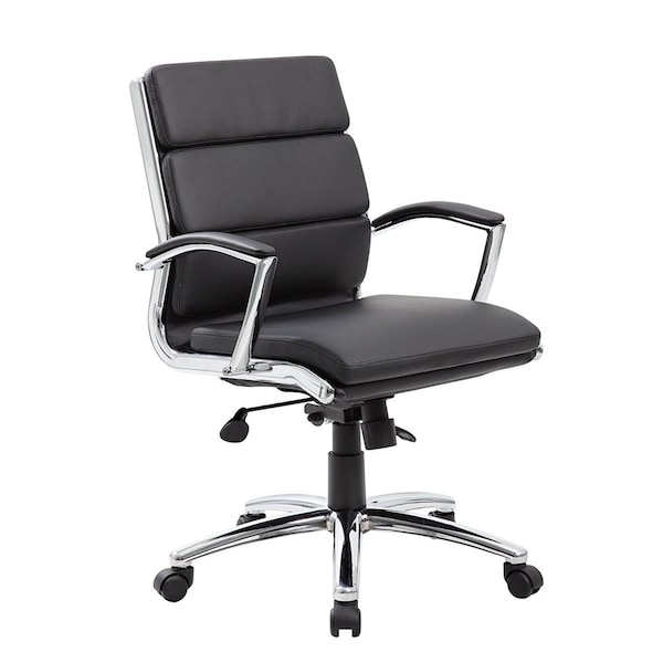 Norstar Black Executive Mid Back - Padded Chrome Arm, Chrome Base - B9476-BK