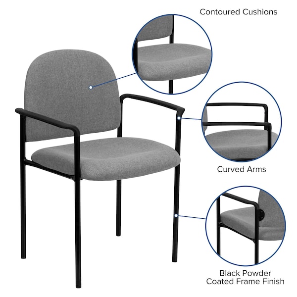 Flash Furniture Gray Fabric Stack Chair - BT-516-1-GY-GG