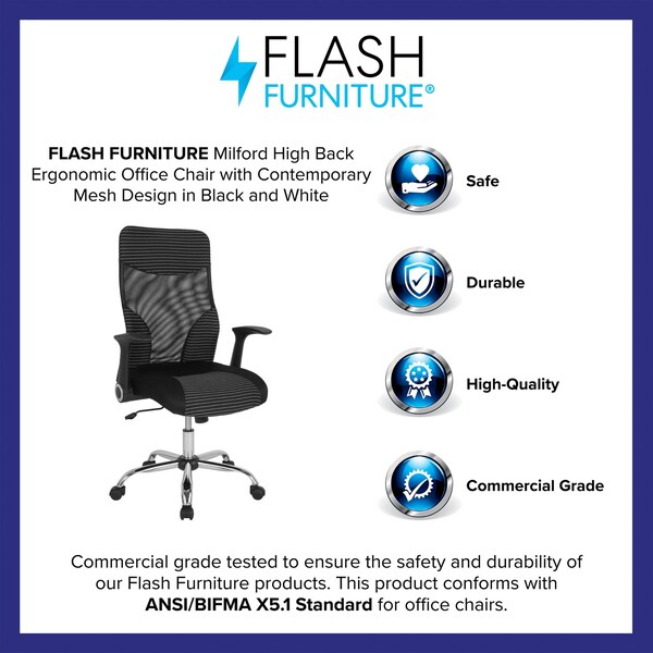 Flash Furniture Black High Back Mesh Chair - LF-W-83A-GG