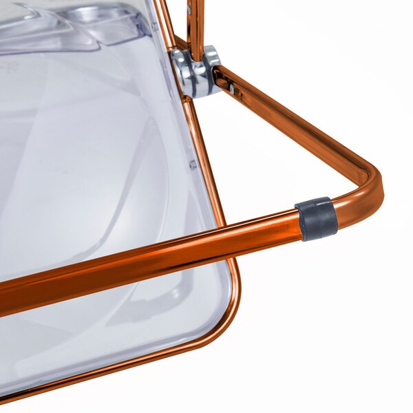 Leisuremod Lawrence Acrylic Folding Chair with Orange Metal Frame, Orange - LFCL19OR