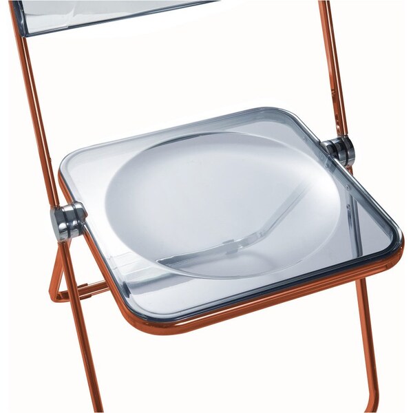 Leisuremod Lawrence Acrylic Folding Chair with Orange Metal Frame, Orange - LFCL19OR