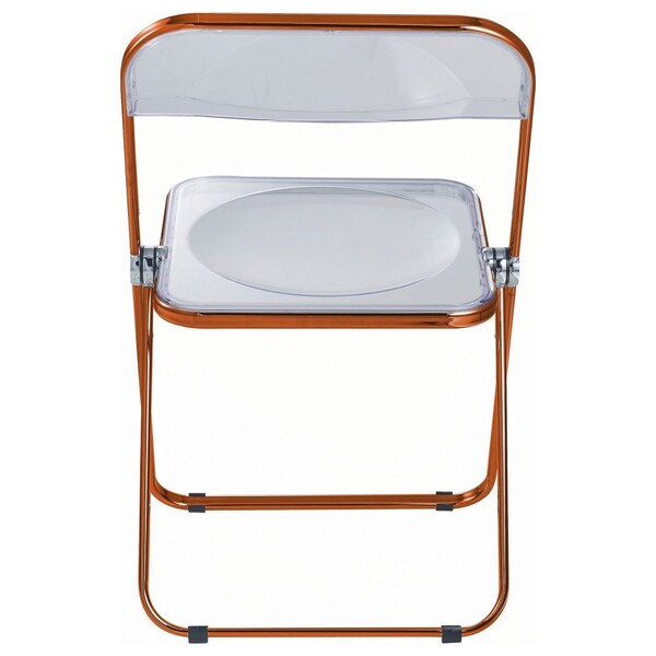 Leisuremod Lawrence Acrylic Folding Chair with Orange Metal Frame, Orange - LFCL19OR