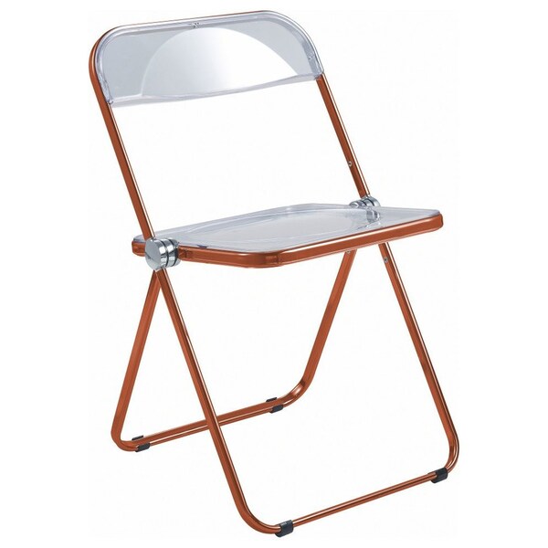 Leisuremod Lawrence Acrylic Folding Chair with Orange Metal Frame, Orange - LFCL19OR