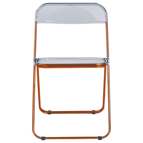 Leisuremod Lawrence Acrylic Folding Chair with Orange Metal Frame, Orange - LFCL19OR