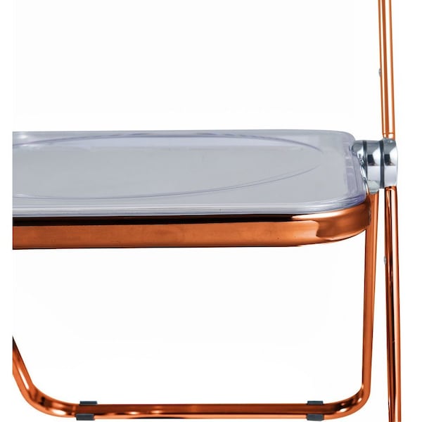 Leisuremod Lawrence Acrylic Folding Chair with Orange Metal Frame, Orange - LFCL19OR