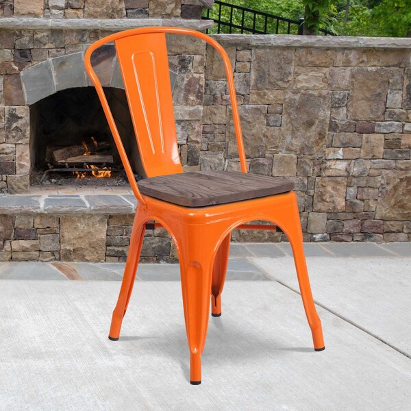Flash Furniture Metal Stack Chair, Orange - CH-31230-OR-WD-GG