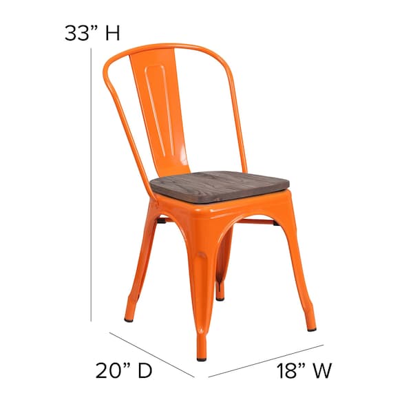 Flash Furniture Metal Stack Chair, Orange - CH-31230-OR-WD-GG