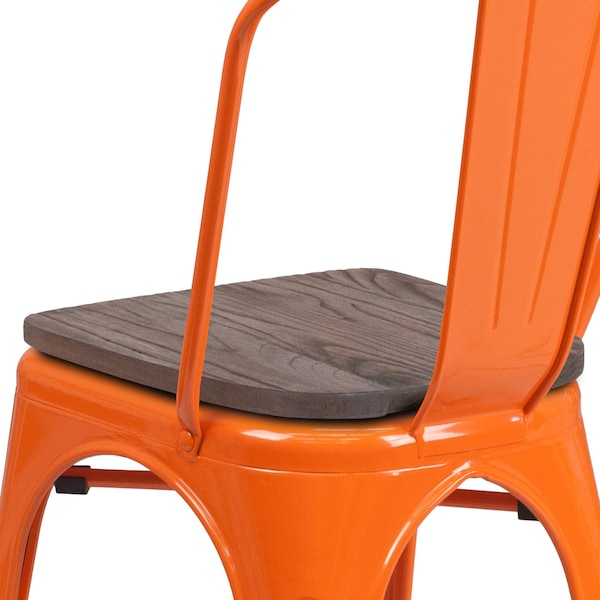 Flash Furniture Metal Stack Chair, Orange - CH-31230-OR-WD-GG