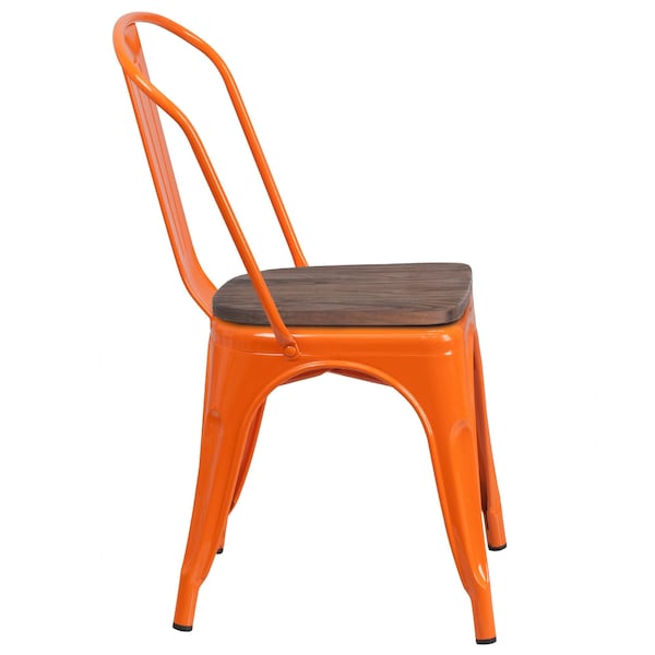Flash Furniture Metal Stack Chair, Orange - CH-31230-OR-WD-GG