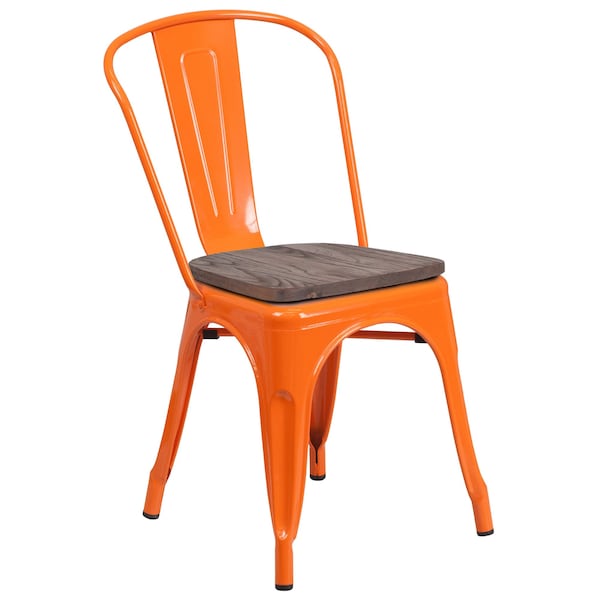 Flash Furniture Metal Stack Chair, Orange - CH-31230-OR-WD-GG