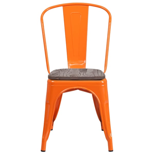 Flash Furniture Metal Stack Chair, Orange - CH-31230-OR-WD-GG