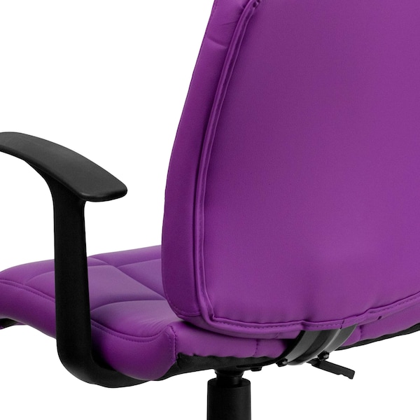 Flash Furniture Vinyl Contemporary Chair, 16-3/4" to 21-3/4, Fixed Arms, Purple - GO-1691-1-PUR-A-GG