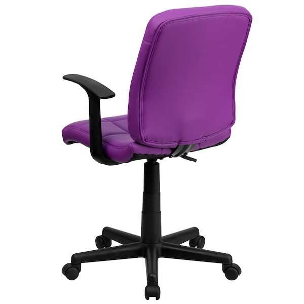 Flash Furniture Vinyl Contemporary Chair, 16-3/4" to 21-3/4, Fixed Arms, Purple - GO-1691-1-PUR-A-GG