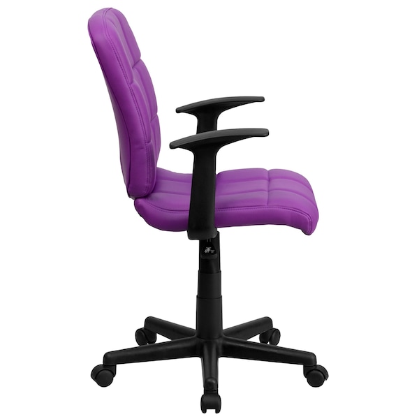Flash Furniture Vinyl Contemporary Chair, 16-3/4" to 21-3/4, Fixed Arms, Purple - GO-1691-1-PUR-A-GG