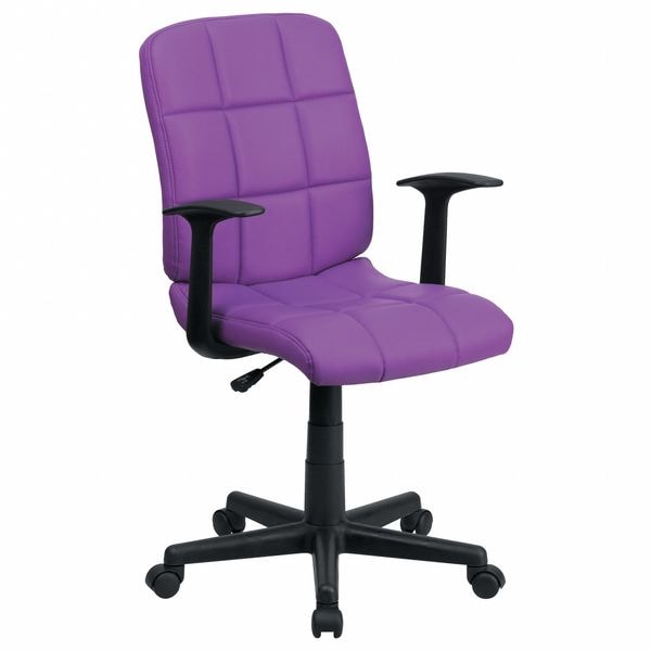Flash Furniture Vinyl Contemporary Chair, 16-3/4" to 21-3/4, Fixed Arms, Purple - GO-1691-1-PUR-A-GG