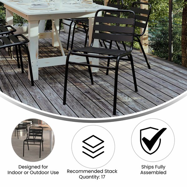 Flash Furniture Commercial Black Restaurant Stack Chair - TLH-015C-BK-GG
