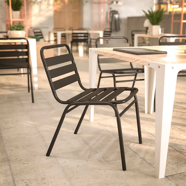 Flash Furniture Commercial Black Restaurant Stack Chair - TLH-015C-BK-GG