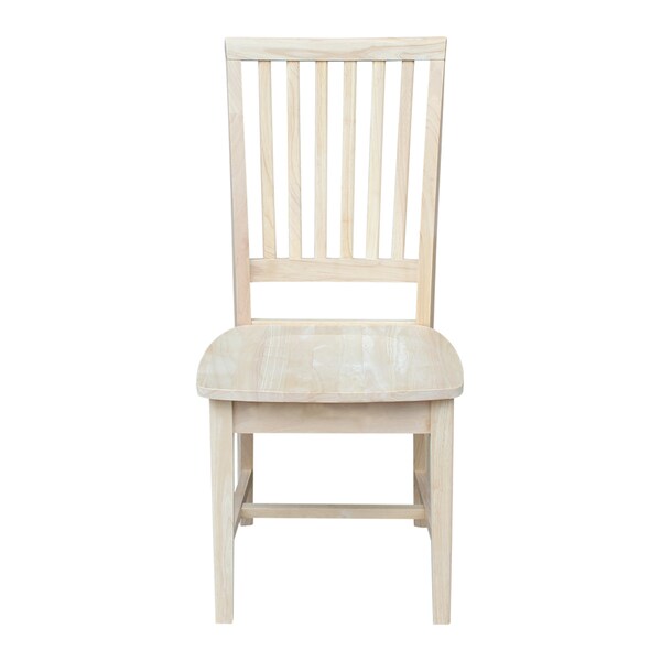 International Concepts Set of 2 Mission Side Chairs, Unfinished Seat, Wood Back, 18.3 in W 21.3 in L 39.2 in H, Wood Seat - 265P