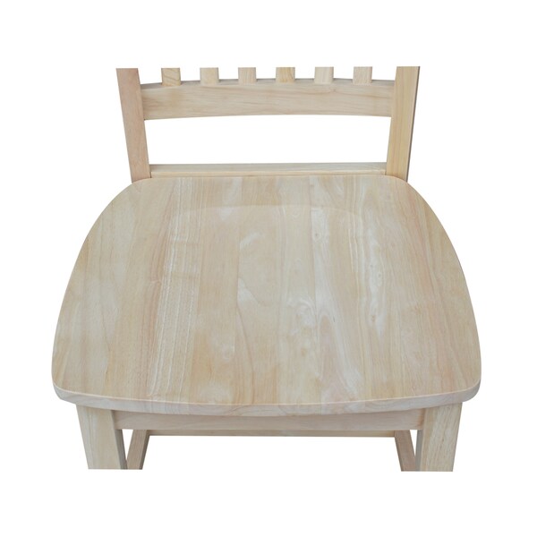 International Concepts Set of 2 Mission Side Chairs, Unfinished Seat, Wood Back, 18.3 in W 21.3 in L 39.2 in H, Wood Seat - 265P