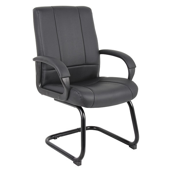 Boss Guest Chair, Black Seat, Black Back, 27 in W 27" L 40" H, Fixed, Faux Leather Seat - B7909
