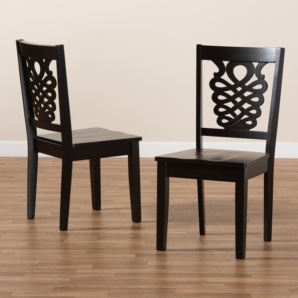 Baxton Studio Gervais Modern and Contemporary Transitional Dark Brown Finished Wood 2-Piece Dining Chair Set - 177-11381-ZORO