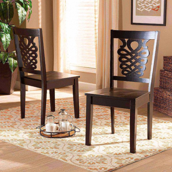 Baxton Studio Gervais Modern and Contemporary Transitional Dark Brown Finished Wood 2-Piece Dining Chair Set - 177-11381-ZORO