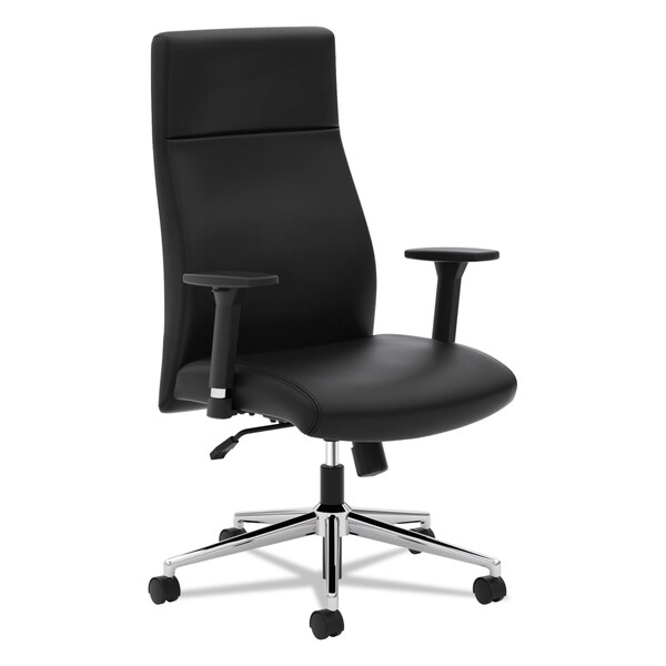 Hon Basyx Chair, Exec Hi-Back, Leather, Black - BSXVL108SB11