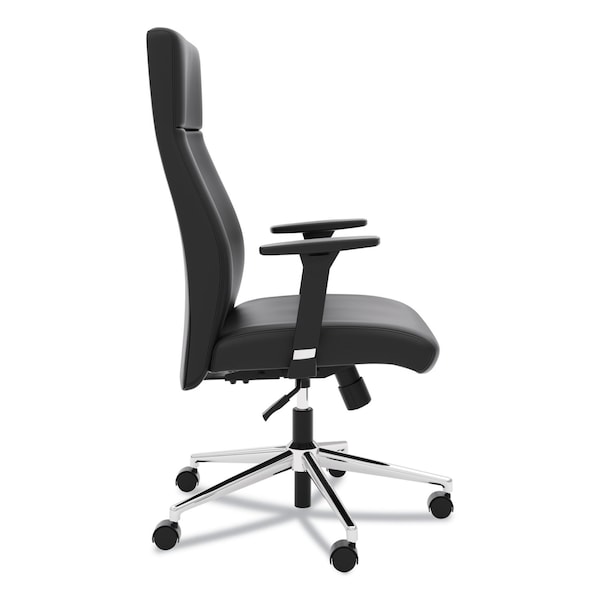 Hon Basyx Chair, Exec Hi-Back, Leather, Black - BSXVL108SB11