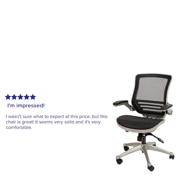 Flash Furniture Black Mid-Back Mesh Office Chair with Flip-Up Arms - BL-8801X-BK-GR-GG