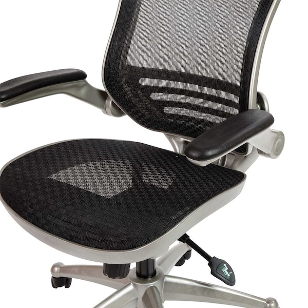 Flash Furniture Black Mid-Back Mesh Office Chair with Flip-Up Arms - BL-8801X-BK-GR-GG
