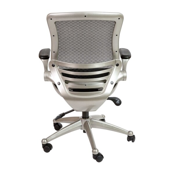 Flash Furniture Black Mid-Back Mesh Office Chair with Flip-Up Arms - BL-8801X-BK-GR-GG
