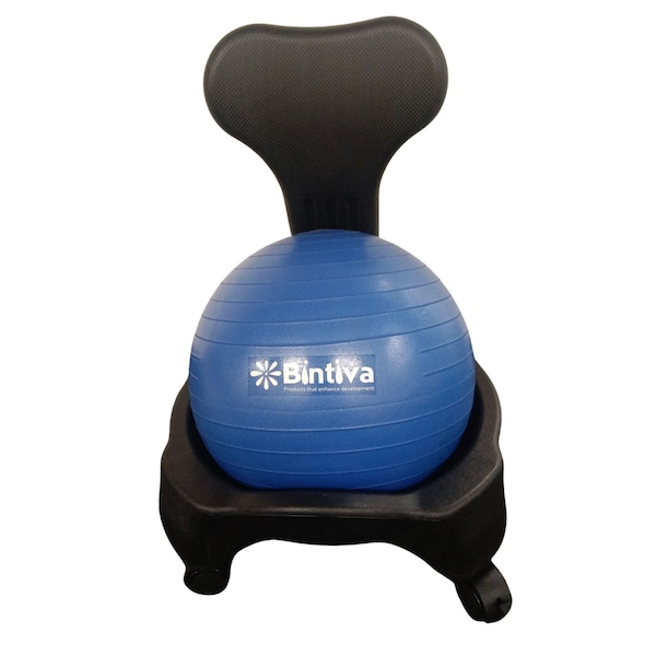 Bintiva Stability Ball Chair, Child, Black with Blue Ball - BN-BLCHR-BLU-CH-BT