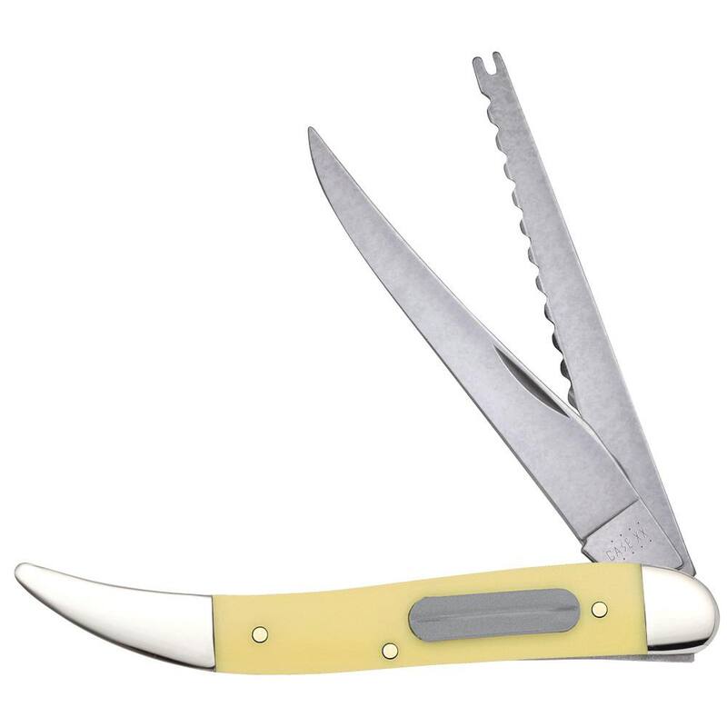 W. R. Case & Sons Cutlery Co Smooth Yellow Synthetic Fishing Pocket Knife - FI00120