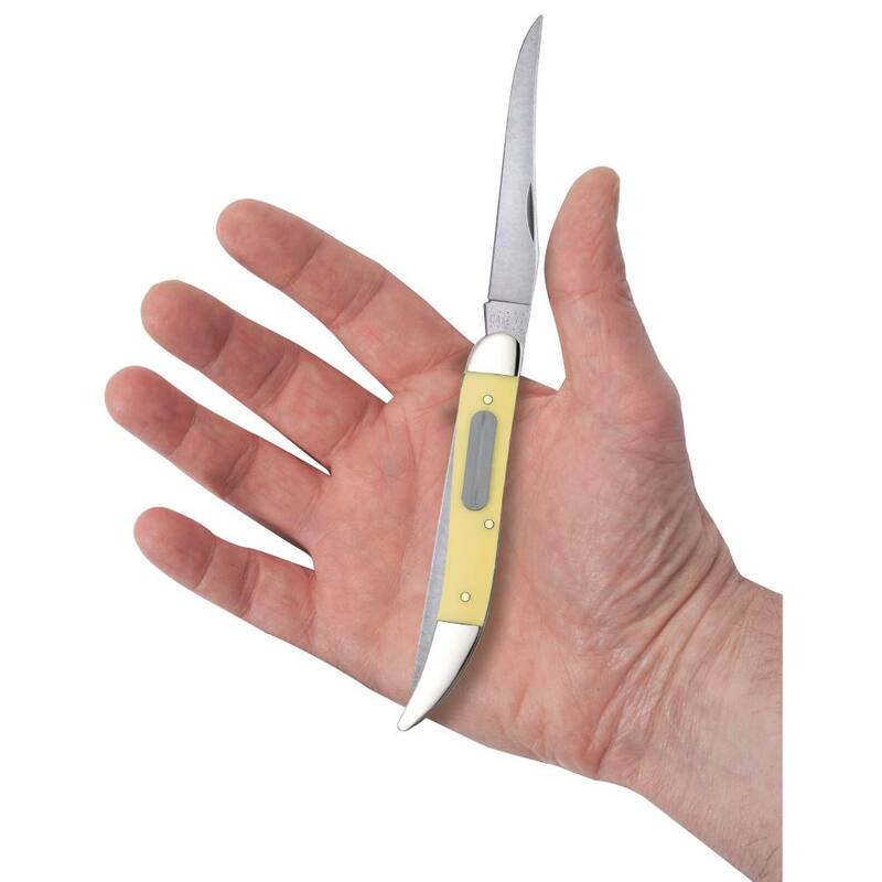 W. R. Case & Sons Cutlery Co Smooth Yellow Synthetic Fishing Pocket Knife - FI00120