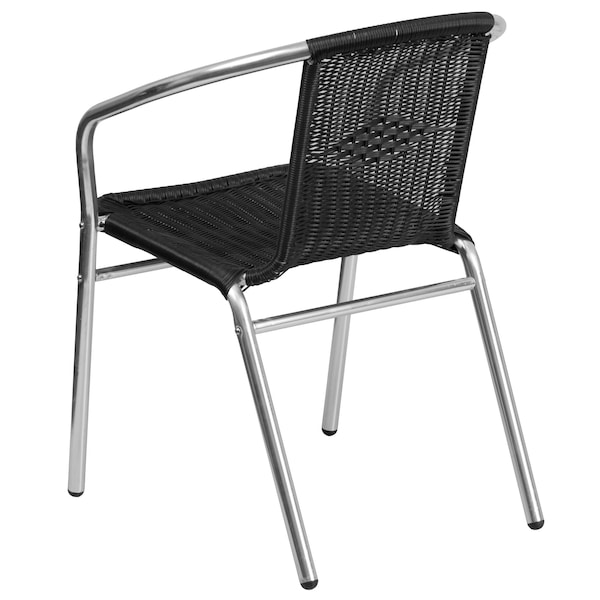 Flash Furniture Commercial Aluminum and Black Rattan Stack Chair - 4-TLH-020-BK-GG