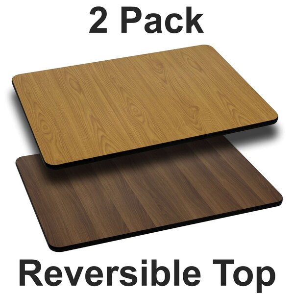 Flash Furniture Reversible Top, Natural/Walnut, 30x42" - 2-XU-WNT-3042-GG