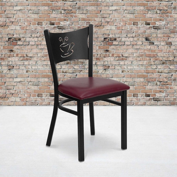 Flash Furniture Black Coffee Chair-Burg Seat - 2-XU-DG-60099-COF-BURV-GG