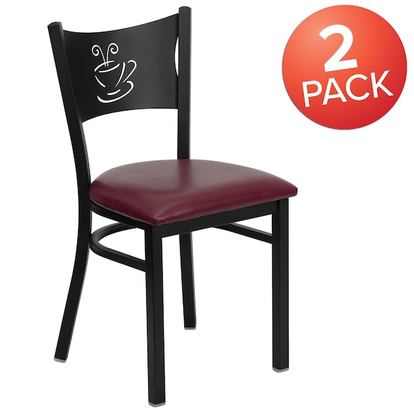 Flash Furniture Black Coffee Chair-Burg Seat - 2-XU-DG-60099-COF-BURV-GG