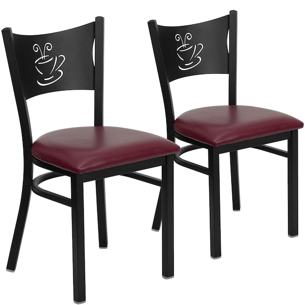 Flash Furniture Black Coffee Chair-Burg Seat - 2-XU-DG-60099-COF-BURV-GG