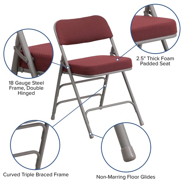 Flash Furniture Burgundy Fabric Folding Chair - 4-AW-MC320AF-BG-GG