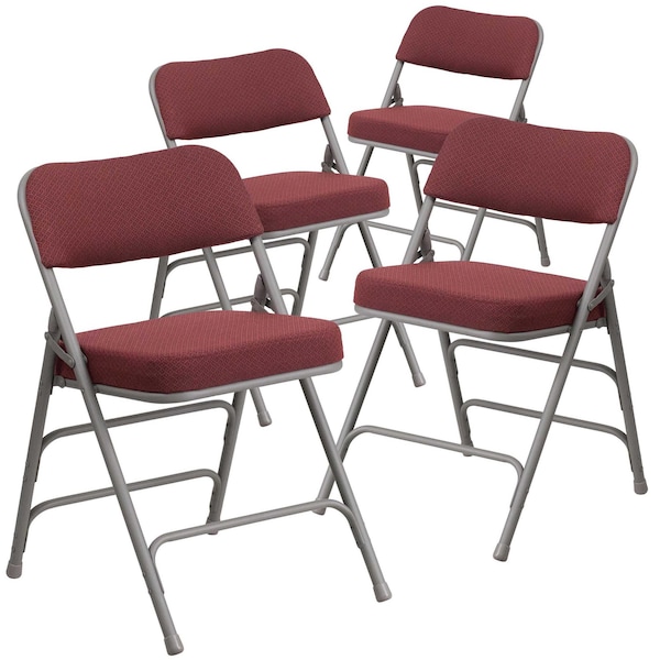Flash Furniture Burgundy Fabric Folding Chair - 4-AW-MC320AF-BG-GG