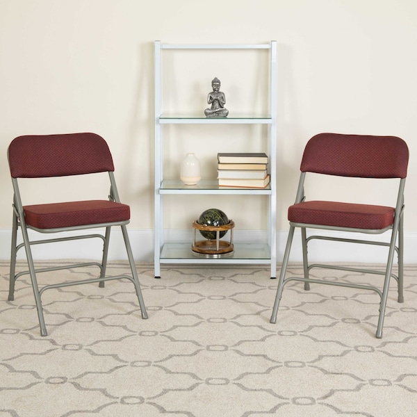 Flash Furniture Burgundy Fabric Folding Chair - 4-AW-MC320AF-BG-GG