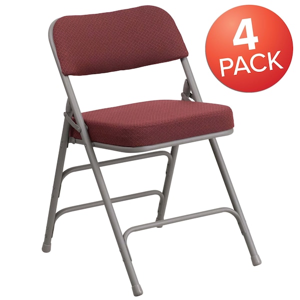 Flash Furniture Burgundy Fabric Folding Chair - 4-AW-MC320AF-BG-GG