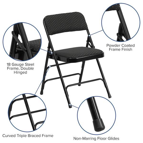 Flash Furniture Black Fabric Metal Chair - 4-AW-MC309AF-BLK-GG
