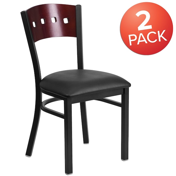 Flash Furniture Bk/Mah 4 Sqr Chair-Black Seat - 2-XU-DG-6Y1B-MAH-BLKV-GG