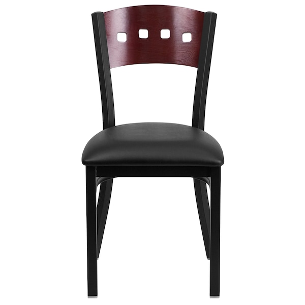 Flash Furniture Bk/Mah 4 Sqr Chair-Black Seat - 2-XU-DG-6Y1B-MAH-BLKV-GG