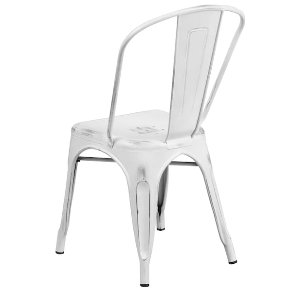 Flash Furniture Distressed White Metal Indoor-Outdoor Stackable Chair - 4-ET-3534-WH-GG